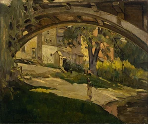 Girl under Arched Bridge (olja på duk)