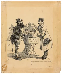 Gatuförsäljare, ca 1895 (bläck på papper)