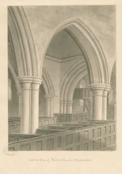 Interiör av Weston-on-Trent Church: sepiateckning, 1841