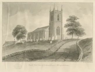 Ipstones kyrka: sepiateckning