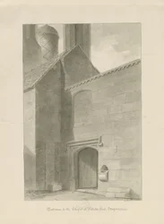 Pillaton Hall - Kapell Entré: sepia ritning