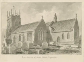 Sandon Church: sepiateckning, 1841