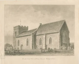 Stowe kyrka: sepia tvätt ritning