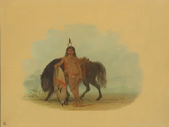 En cheyennekrigare som vilar sin häst, 18611869.