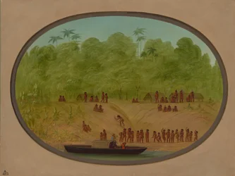 An Omagua Village - Boat Sketch, 18541869.