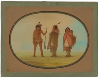 Arapaho-hövdingen, hans fru och en krigare