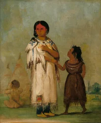 Assiniboin kvinna och barn, 1832.