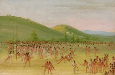 Choctaw-folkets bollspel--Ball Down