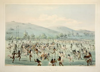 Ball Play, från Catlins North American Indian Portfolio. Jaktscener och nöjen i Rocky Mountains and Prairies of America, pub. 1845