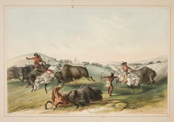 Buffalo Hunt, Chase, pl. 7 från North American Indian Portfolio