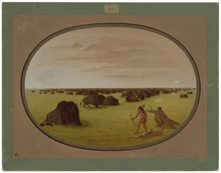 Catlin och Indian Attacking Buffalo