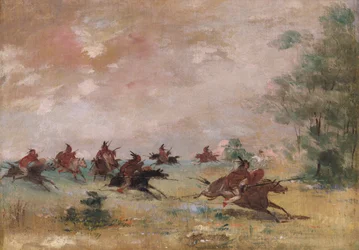 Comanche War Party, monterad på vilda hästar, 1834-1837.