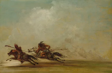 Comanche Warrior Lancing an Osage, i full fart, 1837-1839.