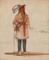 Ee-tów-o-kaum, båda sidor av floden, stamhövding, 1836.