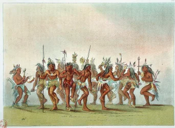 Amerikanska indianer: dans andarna bland siouxerna för att erhålla himlens nåd. Illustration av George Catlin (1794-1872)