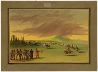 La Salle möter en krigsgrupp av Cenis-indianer på en prärie i Texas. 25 april 1686