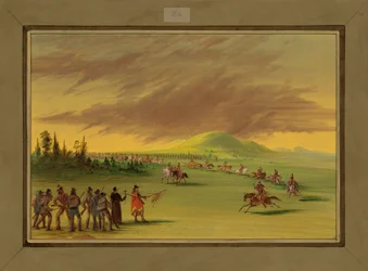 La Salle möter ett krigsparti av Cenis-indianer på en prärie i Texas, 25 april 1686, 1847-48