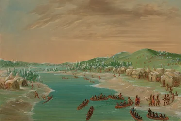 La Salle och Party anländer till Village of the Illinois. 1 januari 1680, 18471848.
