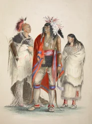 Nordamerikanska indianer, pub. 1845 färglitografi.