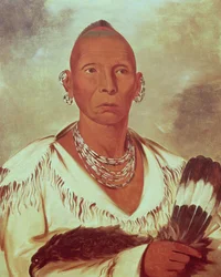 Porträtt av Black Hawk, indiansk hövding
