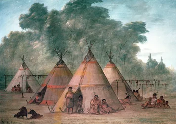 Sioux Village (olja på duk)