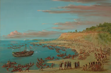 Griffinen kommer in i hamnen i Mackinaw. 27 augusti 1679, 18471848.