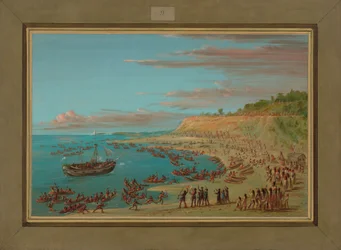 Griffinen kommer in i hamnen i Mackinaw, 27 augusti 1679, 1847-48