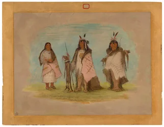 Två Blackfoot Warriors och en kvinna