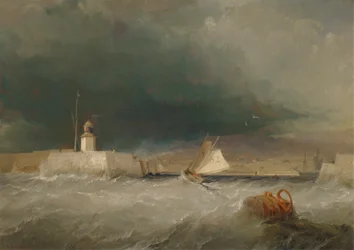 Hamn på en stormig dag