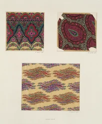 Tygdesigner för Paisleysjalar, c.1871