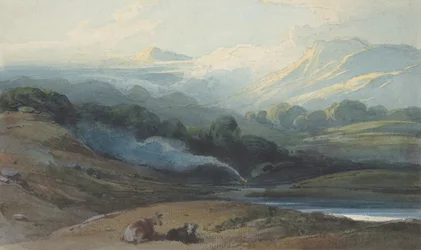 Boskap som vilar i ett bergigt landskap, ca. 1808-12.