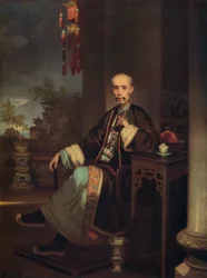 How Qua, chef för Hong-köpmännen i Kanton, c1830