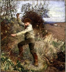 Pojke som klipper en häck, 1890
