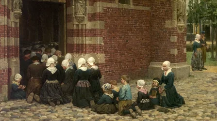 Högmässa i en fiskeby vid Zuiderzee, Holland, 1876