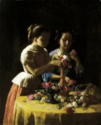 Flickor och blommor