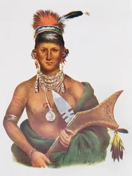 Appanoose, en Sauk-hövding, 1837, illustration från "The Indian Tribes of North America, Vol.2", av Thomas L. McKenney och James Hall, pub. av John Grant