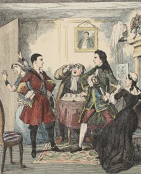 Audacity of Jack Sheppard, illustration från Jack Sheppard: A Romance av William Harrison Ainsworth, publicerad 1839 (handfärgad etsning)