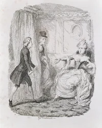 Besvärlig situation av Lady Bellaston, från "Tom Jones, historien om en fyndling", graverad av konstnären, illustration från "The Works of Henry Fielding", pub. av Henry G. Bohn, 1853