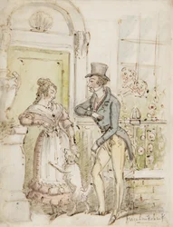 Uppvaktning, ca 1835 (penna, pensel, bläck & wc på papper)