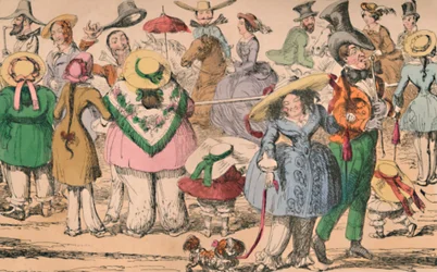 Cruikshanks Exhibition of Bloomers i Hyde Park, 1852, c1870