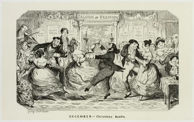 December - Christmas Bustle från George Cruikshanks stålgravyrer till The Comic Almanacks: 1835-1853