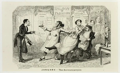 Januari - Tillkännagivandet från George Cruikshanks ståletsningar till The Comic Almanacks: 1835-1853