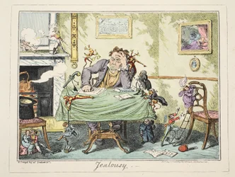 Svartsjuka, pub. 1835 (handfärgad gravyr)