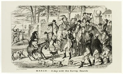 Mars - En dag med Surrey Hounds från George Cruikshanks ståletsningar till The Comic Almanacks: 1835-1853