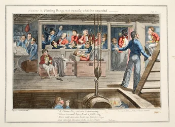 Mästare B, Att hitta saker som inte riktigt var som han förväntade sig, pub. 1835 (handfärgad gravyr)