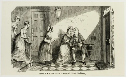 November - En allmän postutdelning i opposition från George Cruikshanks ståletsningar till The Comic Almanacks: 1835-1853