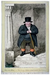 "Ett av lejonen - eller den levande statyn på London Museum", 1817