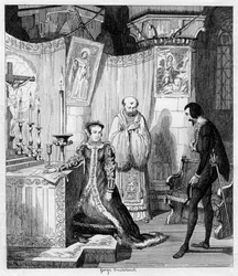 Drottning Mary vid tillfälle av Simon Renard som anknyter sig till Filip av Spanien, 1840