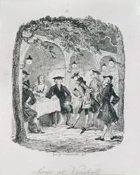Scen i Vauxhall, från "Amelia", graverad av konstnären, illustration från "The Works of Henry Fielding", pub. av Henry G. Bohn, 1853