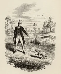 Sykes försöker förstöra sin hund, från "The Adventures of Oliver Twist" av Charles Dickens (1812-70) 1838, publicerad av Chapman und Hall, 1901